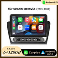Carplay Android13 Autoradio Für Skoda Octavia 13-2018 GPS Navi 4G BT SWC FM 128G