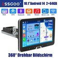 Android14 Autoradio 1Din GPS Navi Wifi 360 Grad drehbarer Bildschirm BT USB 10"