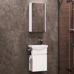 Badmöbel Set mit Spiegelschrank & Waschbecken 40 cm – Wega Matt Weiß/AnthrazitKompakt & modern perfekt für Gäste-WC und kleine Bäder