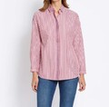 Bluse rosa 40 Damen Langarm-Bluse im Streifen-Design mit Zierborte  A69