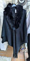 5143 Colloseum Weste, Poncho,  ONE SIZE Schwarz, mit Webpelz Kragen