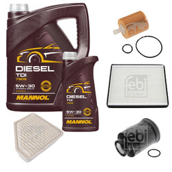 FEBI Inspektionspaket 6L MANNOL Diesel TDI 5W-30 für Toyota Auris _E15_ 2.2
