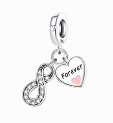 Charm Dangle Herz infinity 925 Silber Steinchen - Anhänger für Armband