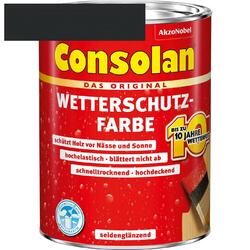 Consolan Wetterschutz-Farbe Holzfarbe Holzschutz schwarz 750 ml