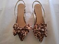 Slingpumps Leomuster beige braun Slingbacks Sandalen Größe 38 Neu