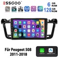 6+128GB Android 14 Autoradio GPS CarPlay 4G LTE 8 Kern Für Peugeot 508 2011-2018