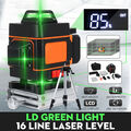 4D Laser Level 16Line Grün Licht 360° Selbstnivellierend Kreuzlinienlaser 2*AKKU