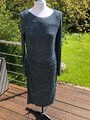 Damen-Sommerkleid ZERO, blau-schwarz-grau gepunktet Gr. 38, gerafftes Maxikleid