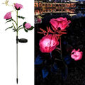 2x Solar 3 LED Rose Blumen Solarleuchte Lampe Licht Landschaftslampe Garten Deko
