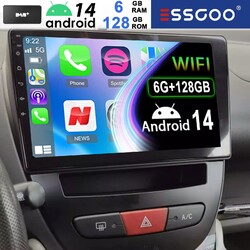 6+128G Android Carplay Autoradio GPS DAB+ Für Peugeot 107 Citroen C1 Toyota Aygo