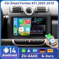 2G+64G Android 14 DAB+ Carplay Für Smart Fortwo 451 2005-10 Autoradio GPS Navi