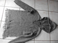 Damen pulli strickpullover mit kapuze von Jean Pascale Gr. S/M  grün mit fransen