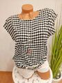 Bluse Gr. 34 36 38 40 42 44 schwarz weiß hahnentritt Blusentop