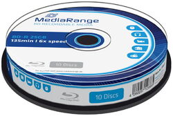 10 Mediarange Rohlinge Blu-ray BD-R 25GB 6x Spindel