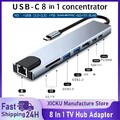 USB-C Hub 8-IN-1 Adapter 4K HDMI USB 3.0 LAN RJ45 Ethernet Micro SD Kartenleser