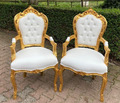 Stühle Italienisch Barock Blattgold Buchenholz Esszimmer Sessel Vintage Luxe