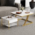 Couchtisch 2er Set Quadrat Beistelltisch Wohnzimmertisch Sofatisch Kaffeetisch