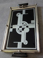 Tablett Art Deco Bauhaus Metall Bakelit Glas Holz schwarz silber Design um 1930