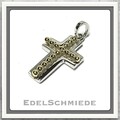 Kreuz als Kettenanhänger in 925 Silber bicolor