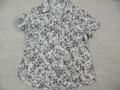 YESSICA C&A schöne Kurzarmbluse weiß schwarz Blumenmuster Gr. 48 TOP HA1219