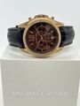 Michael Kors Uhr Damen MK5551 Armbanduhr Braun Roségold Chronograph Leder
