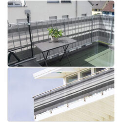 Balkon Sichtschutz Bespannung HDPE Balkonverkleidung Sonnen Windschutz Terrassemit Ösen, Kabelbinder und Kordel, 220 g/m² stark