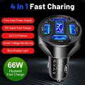 66W Auto Schnellladegerät Zigarettenanzünder Adapter 4Port USB A+USB C❉
