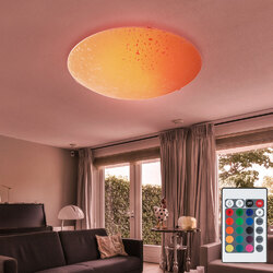 RGB LED Decken Leuchte dimmbar Glas Gelb Wohn Zimmer Beleuchtung FERNBEDIENUNG