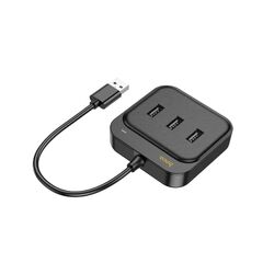 HUB-Adapter 4in1 USB auf USB2.0*3+RJ45 100 Mbit/s Ethernet Schwarz 0,2 m, 1,2 m