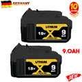 2X Für  DeWalt DCB184 Akku 18V 9,0 Ah XR Li-Ion Batterie DCB182 DCB205-2