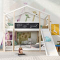 Etagenbett 90x200 cm Hochbett Holz Kinderbett Hausbett Lattenrost mit Rutsche#