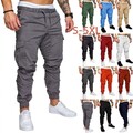 Herren Elastische Taille Cargo Combat Arbeitshose Joggers Tasche Manschettenhose