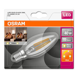 Osram LED Filament Duo Click Kerze 4W = 40W E14 klar warm per Schalter DIMMBAR