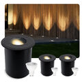 JUAVI 3er Set LED Bodeneinbaustrahler schwarz schwenkbar inkl. GU10 6W warmweiß