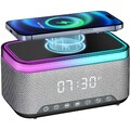 Radiowecker Uhrenradio Wecker, QI-Ladefunktion, Bluetooth Lautsprecher