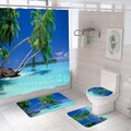 Strand Kokospalmen Urlaub Duschvorhang Badezimmer Badematte Toilettenmatte Set