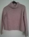 Fliederfarbiger flauschiger Pulli langarm mit Rollkragen und breiter Bund Gr. XS