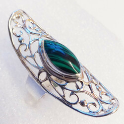 ECHTER NATUR Malachit  925 Sterling Silber  RING Gr17 RIESIG 43x17mm
