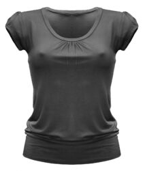 Damen Kurzarm T-Shirt TShirt Bluse Rundhalsausschnitt Basis Saumbund Unifarbe