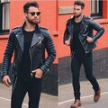 Herren Schwarz Lederjacke Echt Lammleder Motorrad Bomber Biker Oberbekleidung M