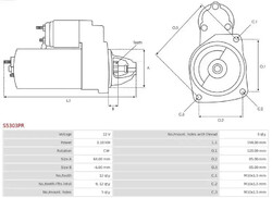 Anlasser Drehrichtung im Uhrzeigersinn S5303PR AS-PL für CITROËN PEUGEOT FIAT