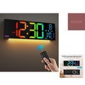 16,2 Zoll Digitale Wanduhr Groß mit Fernbedienung LED Groß 8 Farbdisplay...