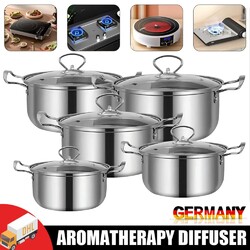 5tlg Kochtopfset Glasdeckel Topfset Topf Kochtopf Set Töpfe Edelstahl Induktion