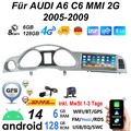 8 Kerne 6+128GB Carplay Android 13 Autoradio GPS Für Audi A6 C6 4F MMI 2G Kamera