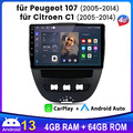 Für Peugeot 107 Citroen C1 Toyota Aygo Autoradio Carplay GPS DAB BT 4+64G 8-Kern