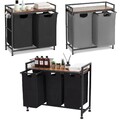 Wäschekorb 2/3Fächer Wäschesammler mit Ablage Wäschebox Wäschewagen schwarz/Grau