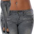 Damen Jeans Hose Skinny Röhre Stretch Denim bequem high waist bootcut Straight