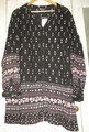 schwarze Bluse mit buntem Muster   -  Ulla Popken - NEU - Gr. 50/52
