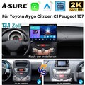 13.1" 8-Core Android14 Autoradio FM DSP Apple CarPlay Für Toyota Aygo Citroen C1