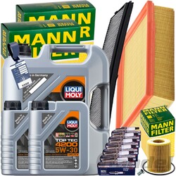 MANN INSPEKTIONSKIT+2x1L+1x5L LIQUI MOLY 5W30 ÖL passend für BMW 3er E46 320-30